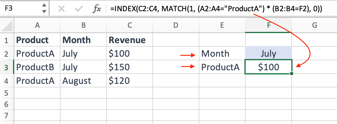 Index Match With Multip Criteria in Excel